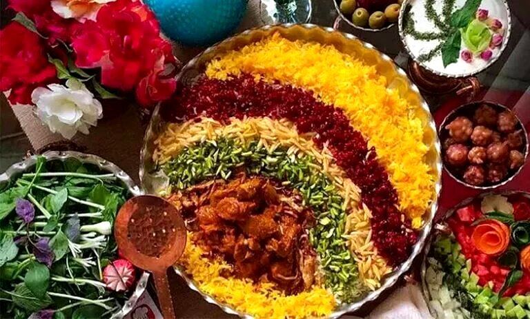 مرصع پلو یلدایی؛ شاه پلو با شکوه شب چله