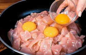 (ویدئو) طرز تهیه یک غذای خوشمزه با فیله مرغ وتخم مرغ در 10 دقیقه