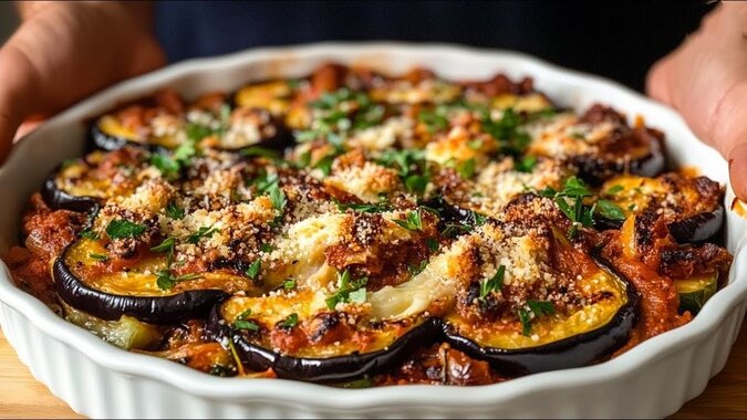 (ویدیو) طرز تهیه یک غذای ایتالیایی با بادمجان و سوسیس
