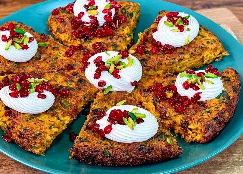 کوکو هویج زعفرانی ؛ پیش غذایی فوری سبک و خوش طعم