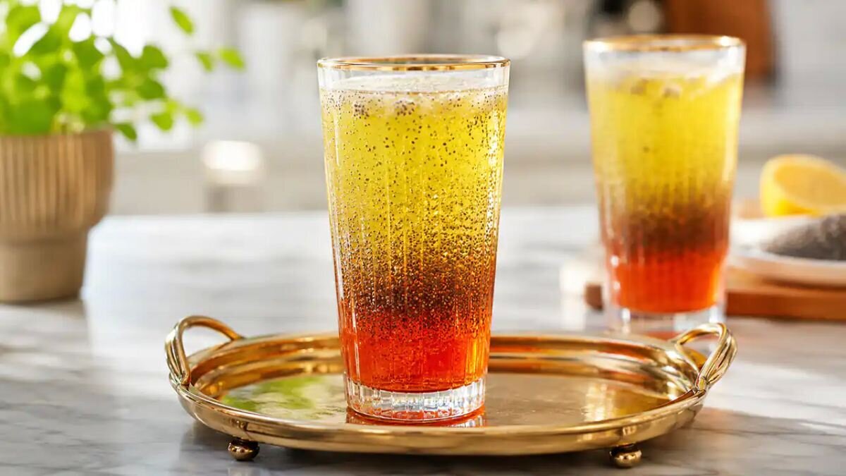 چگونه شربت خاکشیر دو رنگ درست کنیم؟ ؛ طرز تهیه شربت خاکشیر با آبلیمو و زعفران و آلبالو