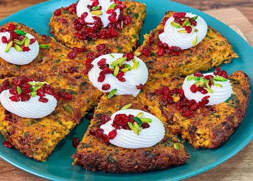 کوکو هویج زعفرانی ؛ پیش غذایی فوری سبک و خوش طعم