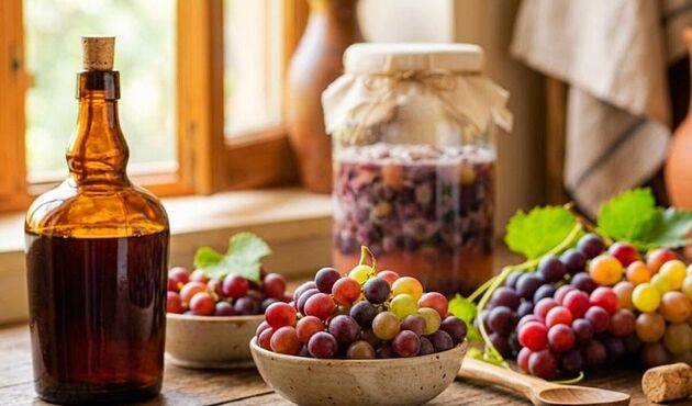طرز تهیه سرکه انگور؛ چرا سرکه انگور خانگی بوی تند می‌دهد؟؛ بهترین روش نگهداری سرکه انگور خانگی